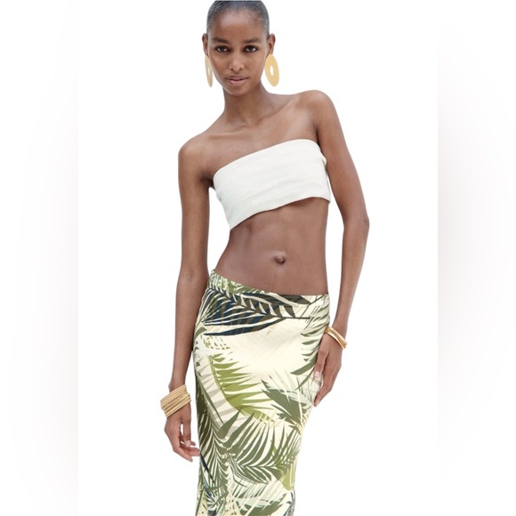 ZARA NWT High Waisted Tropical Flare Midi/ Maxi Skirt Size Large Zip Closure - Picture 8 of 11